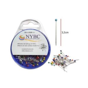 Alfinete Cabeça de Vidro com 100 Unidades - Nybc