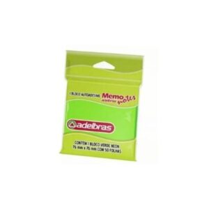 Bloco Adesivo 76X76 Verde Neon com 50 folhas Adelbras