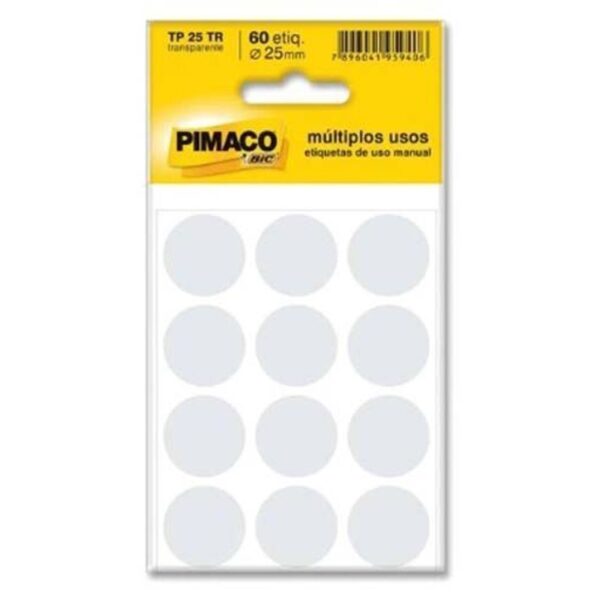 Etiqueta TP-25 Transparente com 60 Unidades - Pimaco