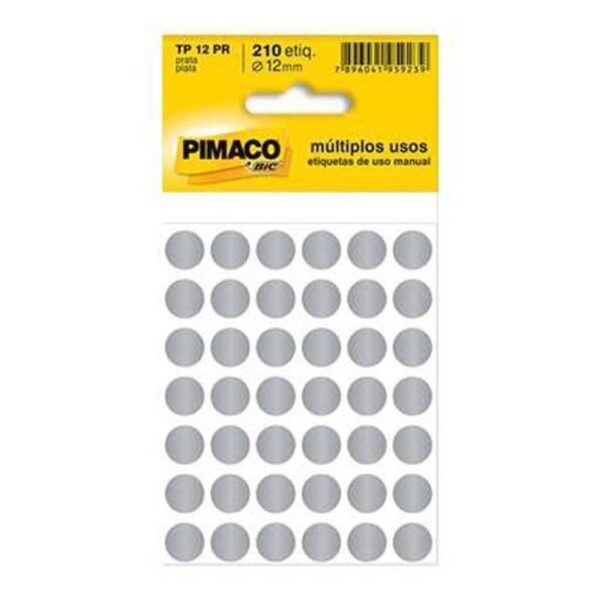 Etiqueta TP-12 Prata com 210 Unidades - Pimaco