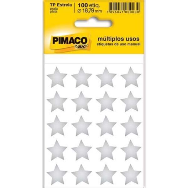 Etiqueta TP-Estrela Prata com 100 Unidades - Pimaco