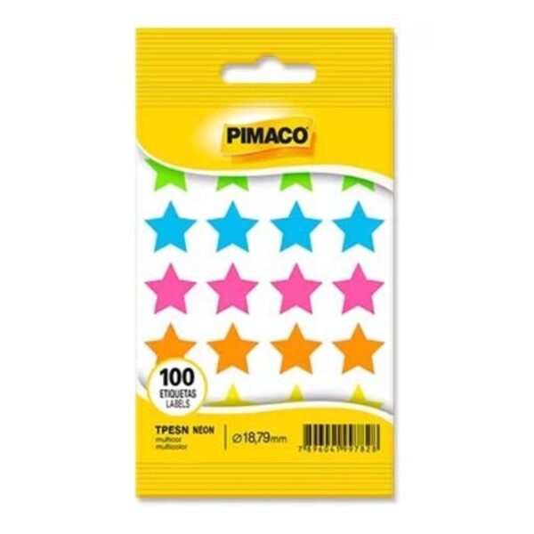 Etiqueta TP Estrela Neon Multicolorido - Pimaco