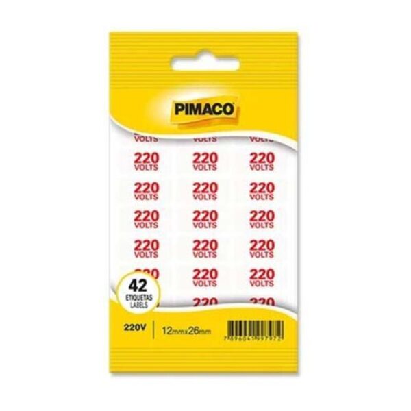 Etiqueta Sinalização 220V 1,2X2,6 2 folhas  - Pimaco