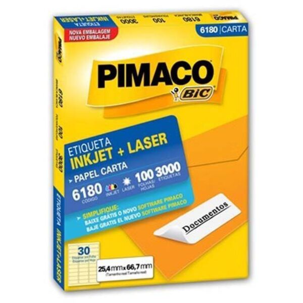 Etiqueta Laser 6180 com 3.000 Unidades - Pimaco