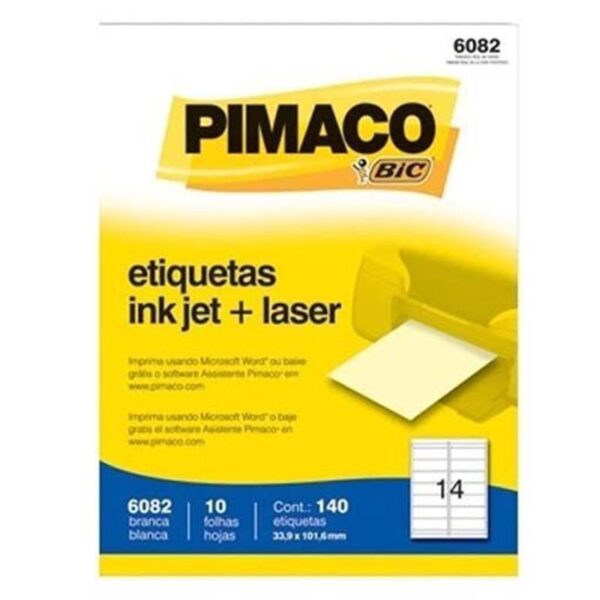Etiqueta Laser 6082 com 140 Unidades - Pimaco