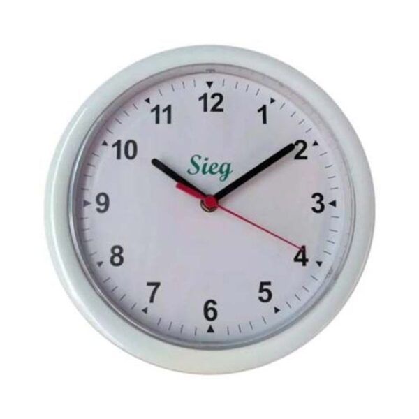 Relógio de Parede 28cm Plástico Redondo Branco - Sieg