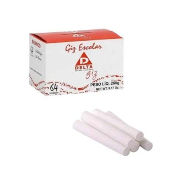 Giz Escolar Branco Comum com 64 Unidades - Delta