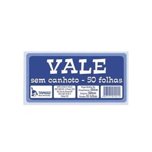 Vale Sem Canhoto com 50 Folhas Tamoio