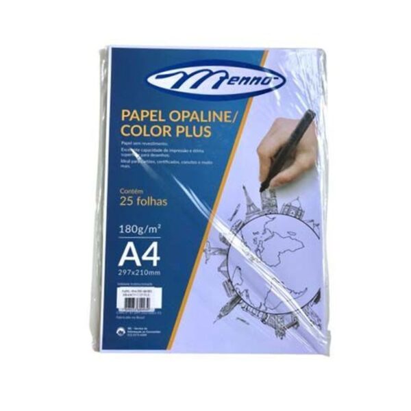Papel Opaline A4 180g com 25 Folhas - Menno