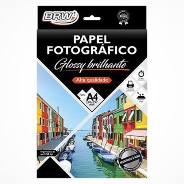 Papel Fotográfico A-4 180g Gloss com 50 folhas -  Brw