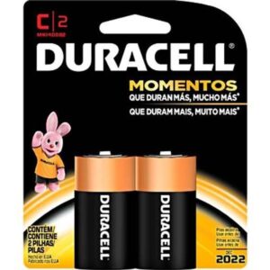 Pilha Alcalina Média C com 2 Unidades - Duracell