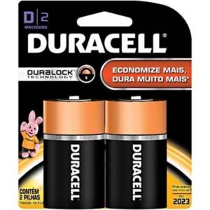 Pilha Alcalina Grande D com 2 Unidades - Duracell