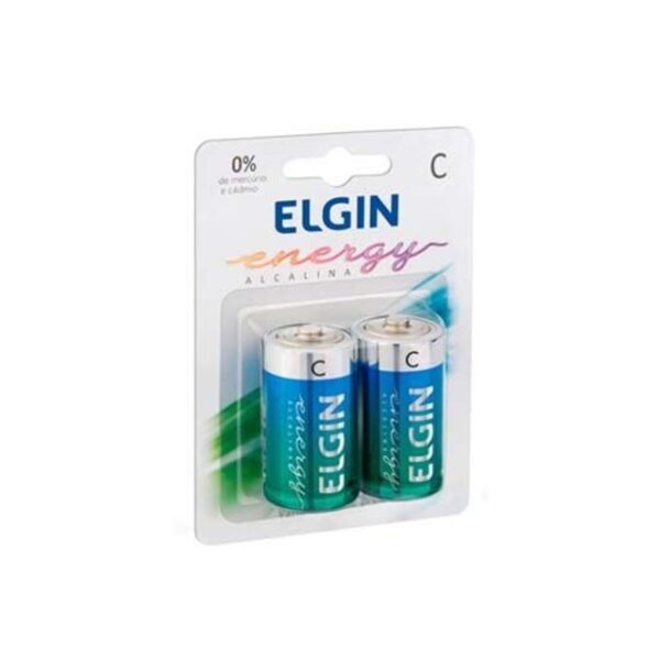 Pilha Alcalina Média C com 2 Unidades - Elgin