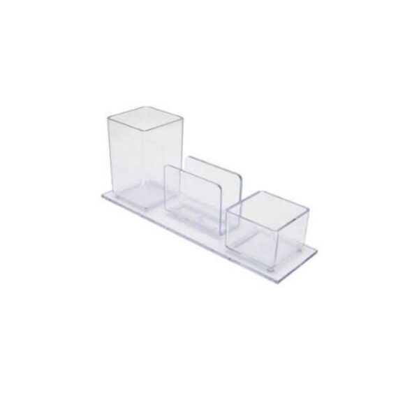 Trio Porta-Clips, Lápis, Lembrete Cristal - Acrimet