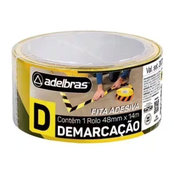 Fita para Demarcação de Solo 48mm x 14m Zebrada - Adelbras