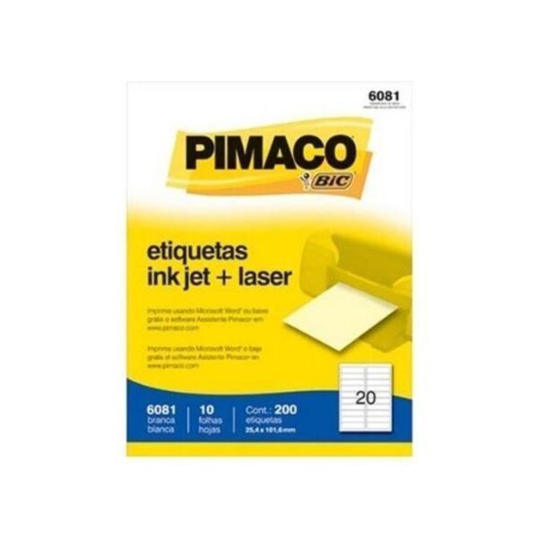Etiqueta Laser 6081 com 200 Unidades - Pimaco