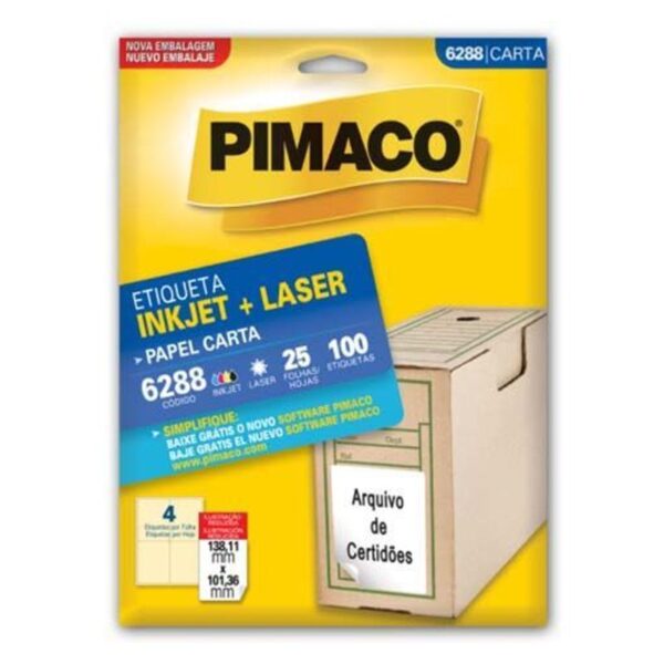 Etiqueta Laser 6288 com 100 Unidades - Pimaco