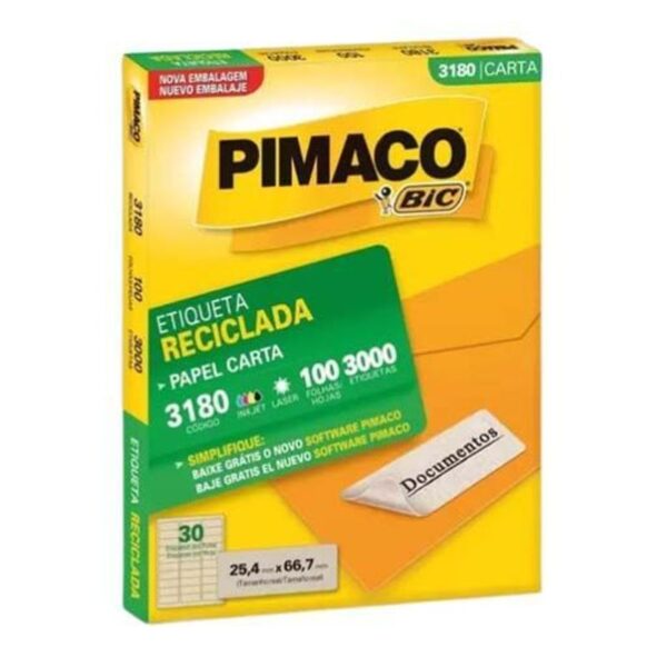 Etiqueta Laser Reciclada 3180 com 3.000 Unidades - Pimaco