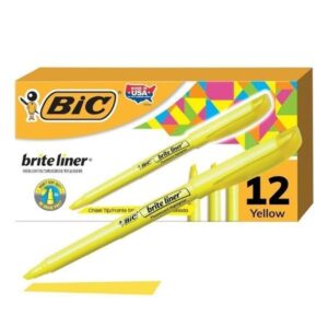 Marca Texto Brite Line Amarelo Pastel - 12 Unidades Bic