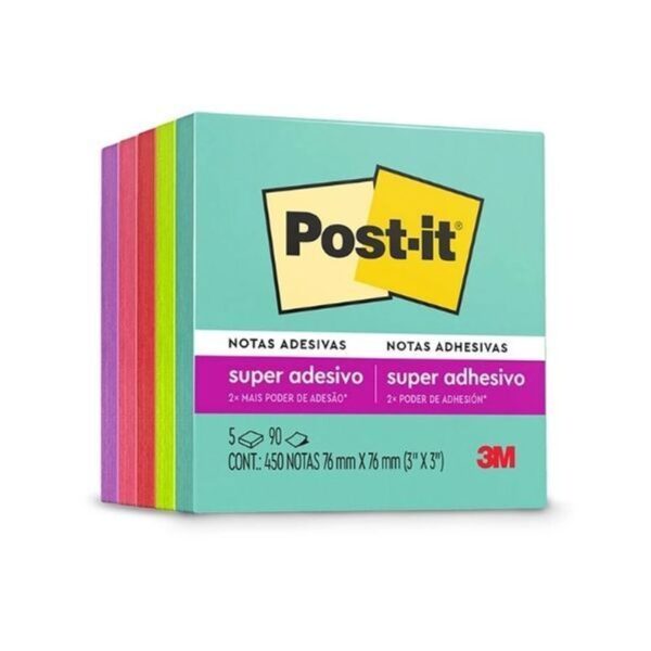 Bloco Post-it Supernova 5 Blocos 90 Folhas (76x76 mm) 3M - Total 450 Folhas