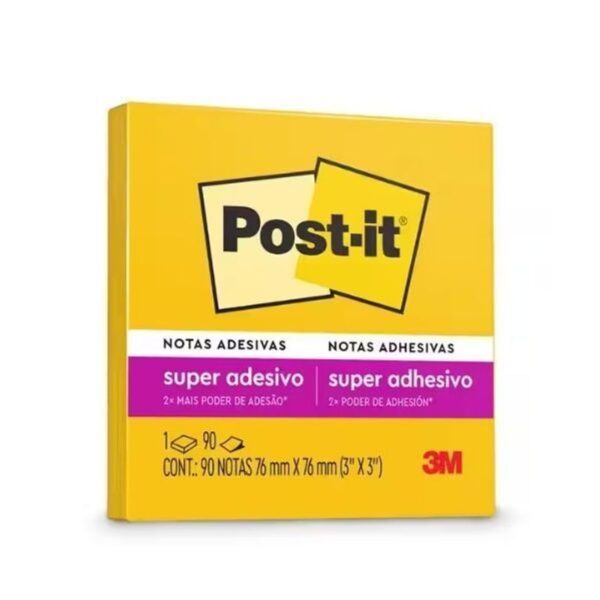 Bloco Adesivo Post-it® 654 76x76 mm com 90 Folhas Amarelo Sol - 3M