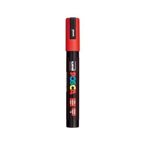 Caneta Posca Vermelha Ponta 5M com 6 unidades - Uni-Ball
