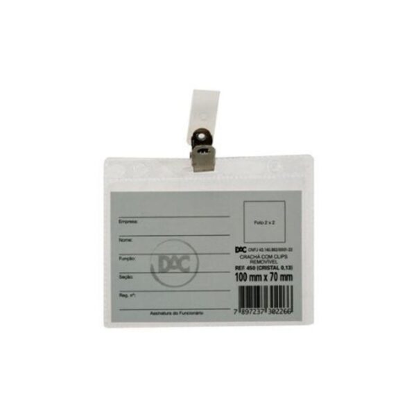 Crachá Dac 7x10 cm com Presilha (450) - Pacote com 50 unidades