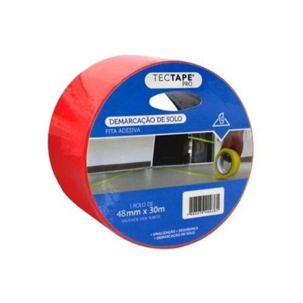 Fita para Demarcação de Solo 48x30 Vermelha - Tectape