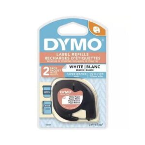 Fita para Rotulador Preto/Branco Papel 12mm x 4m com 2 unidades - DYMO 10697