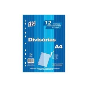 Índice Plástico A4 com 12 Divisórias Cristal - Yes