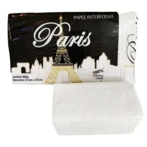 Papel Toalha Interfolha 2 Dobras 20x21cm Folha Simples 500g 100% Celulose Paris