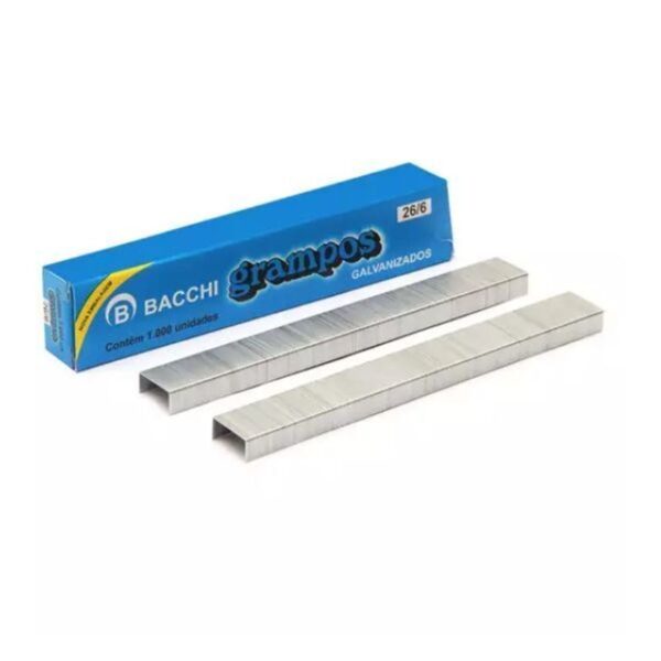 Grampo 26/6 galvanizado com 1000 unidades - Bacchi