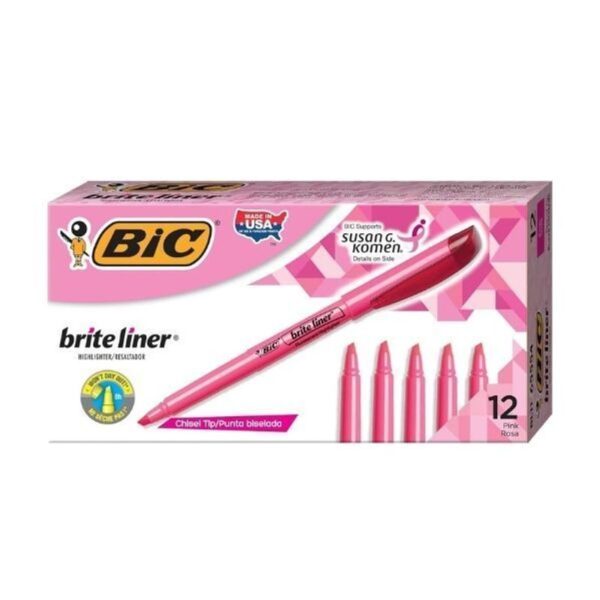 Pincel Marca Texto Brite Line Rosa Pastel - C/12