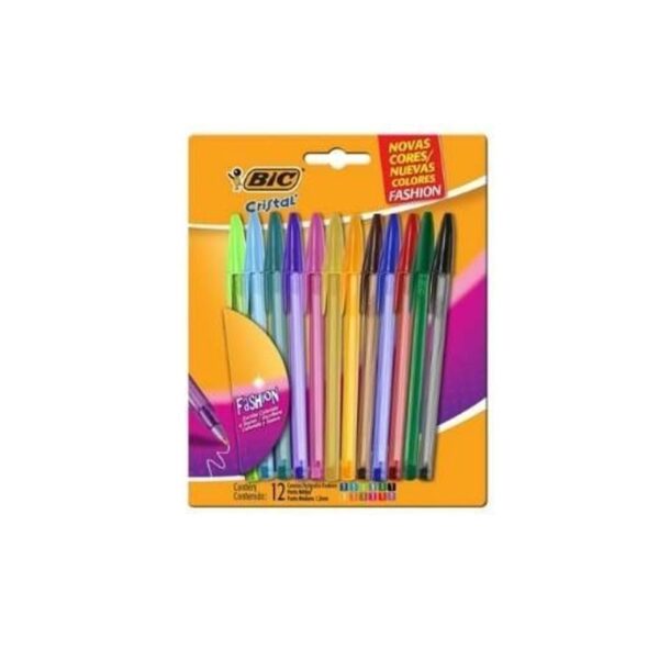 Kit Caneta Esferográfica BIC Cristal Fashion + Desliza - 120 Unidades (12x10)
