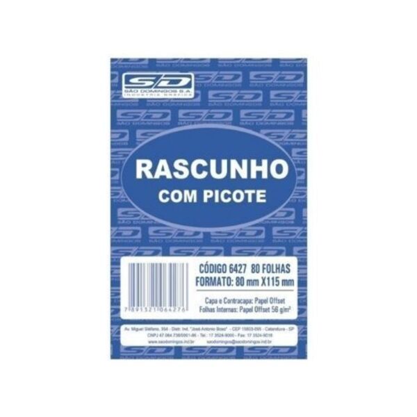Bloco de Rascunho 80x110mm com 10 unidades - São Domingos