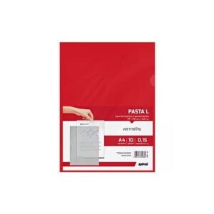 Pasta L A4 Vermelha - Spiral - Pacote com 10 unidades