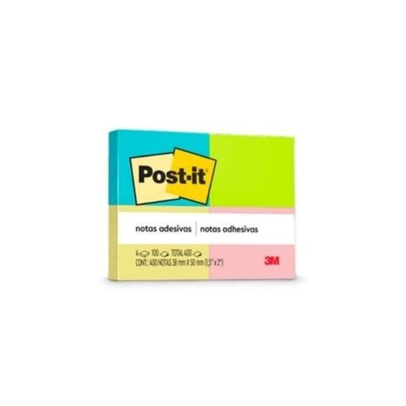 Bloco Post-it 653 (38x50) 4 Cores Neon 4x100 3M