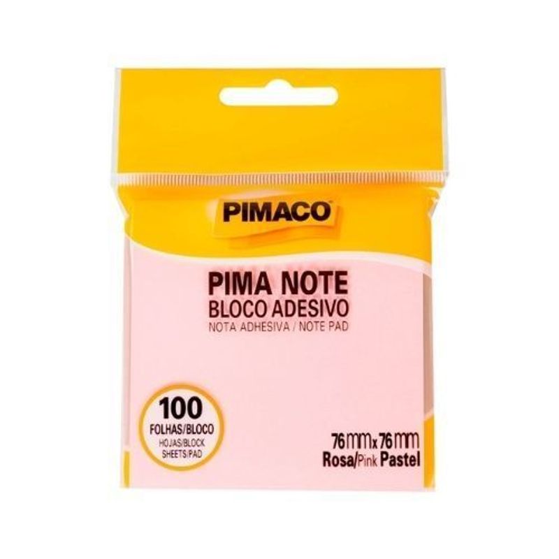 Bloco Adesivo Pimaco 76x76 Rosa Pastel com 100 folhas
