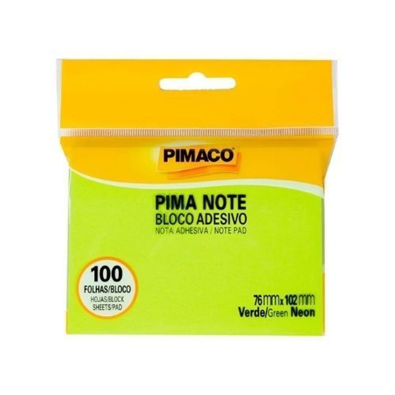 Bloco Adesivo Pimaco 76x102 Verde Neon 100 folhas