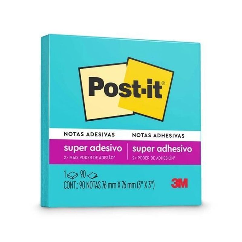 Bloco Post-it 654 (76x76 mm) Paraíso Azul 90 Folhas 3M