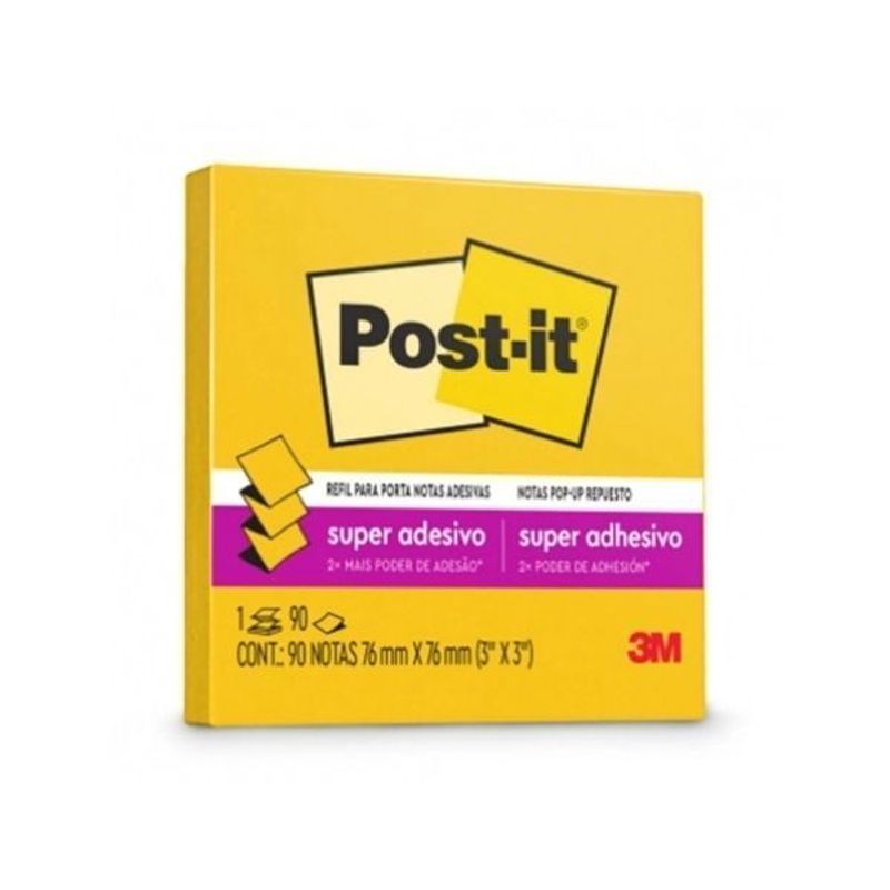 Bloco Adesivo Post-it® Pop-up 76x76 mm com 90 Folhas Amarelo Sol - 3M (Ref. 330)