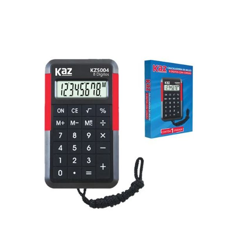 Calculadora de Bolso 8 Dígitos com Cordão KZ5004 - KAZ