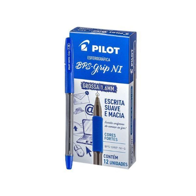 Caneta Esferográfica BPS-Grip 1.6 com 12 Azul - Pilot