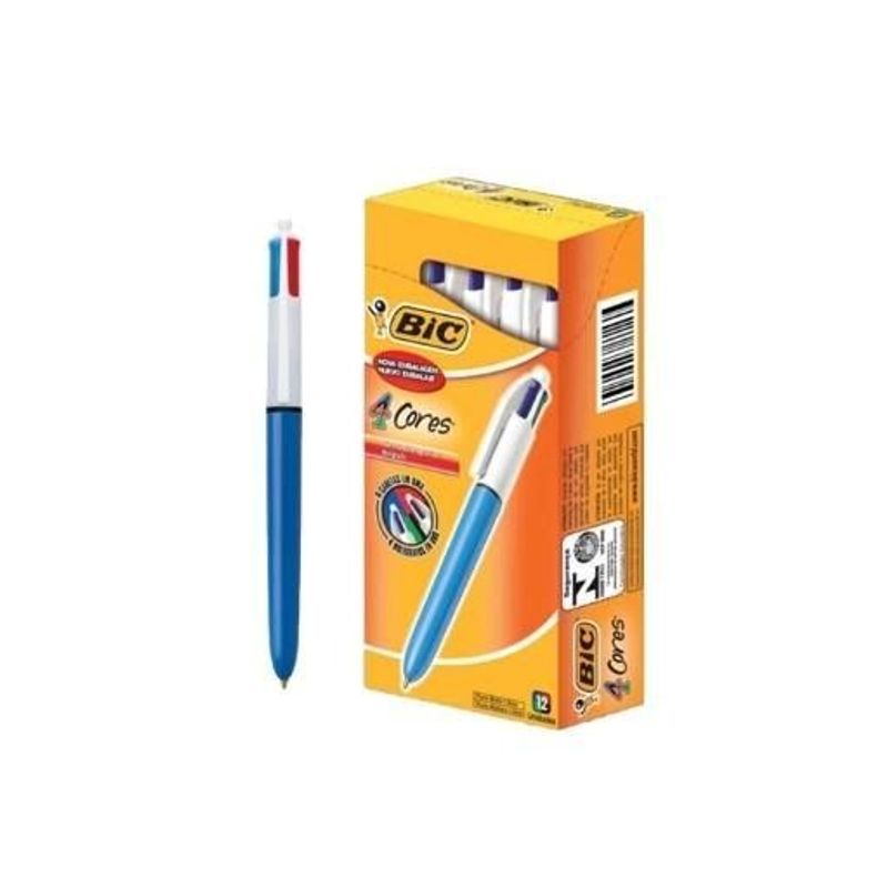 Caneta Esferográfica Bic 4 Cores - Azul, Preta, Vermelha e Verde