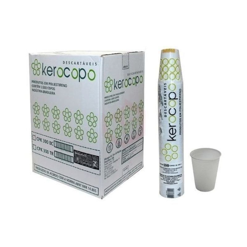 Copo descartável PS 200 ml com 2.500 unidades - Kerocopo