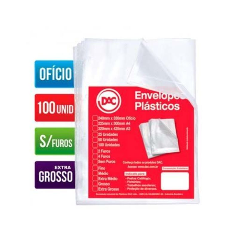 Envelope Plástico Ofício 0,20mm - Dac