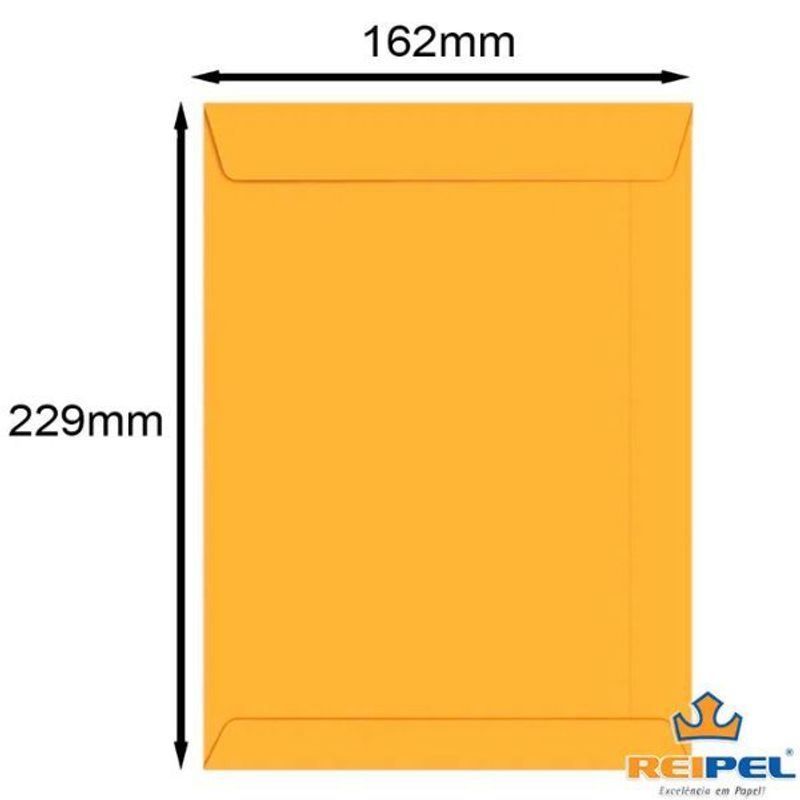 Envelope Kraft Ouro 162x229mm 80g Com 100 Unidades - Reipel