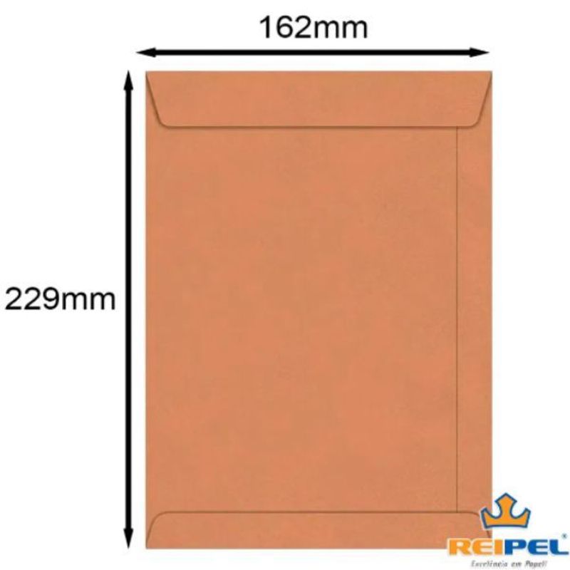 Envelope Kraft Natural 162x229mm 80g Com 250 Unidades - Reipel