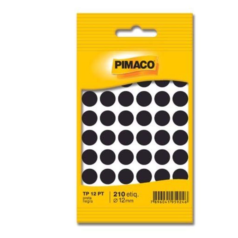 Etiqueta Tp-12 Preta com 210 unidades - Pimaco