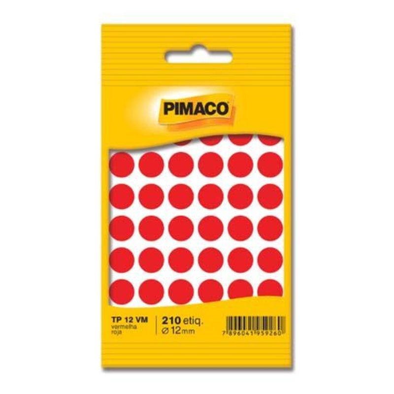 Etiqueta TP-12 Vermelha com 210 Unidades - Pimaco